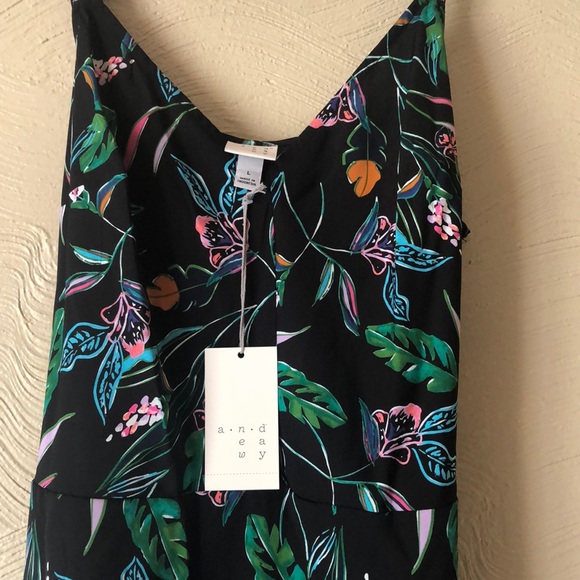 Black floral print summer dress, s. L wrinkle free - Picture 2 of 8